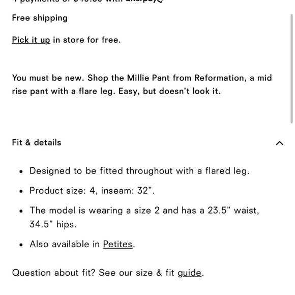 Reformation Millie Pant - Picture 5 of 7